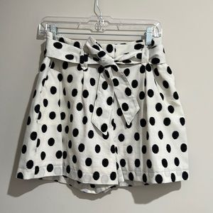 Sezane paper bag waist polka dot shorts sz 38